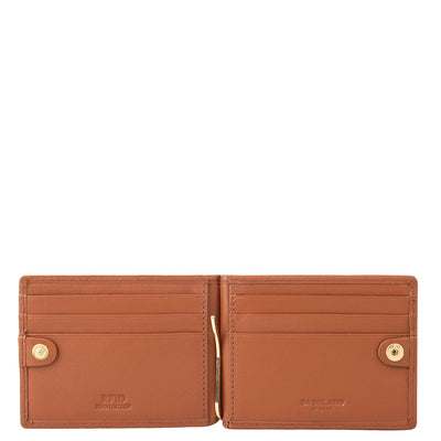 Plain Leather Money Clip - Cognac