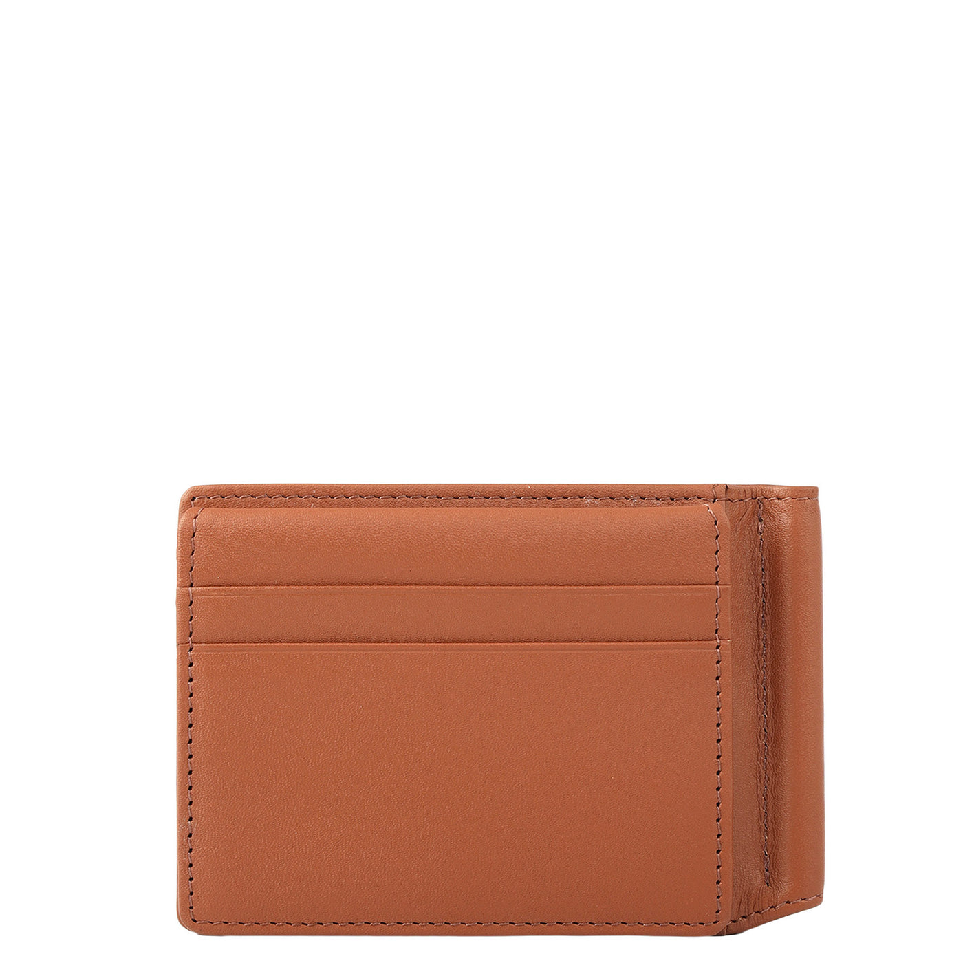 Plain Leather Money Clip - Cognac