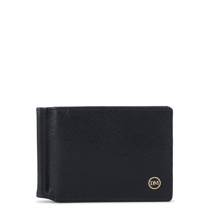 Plain Leather Money Clip - Navy
