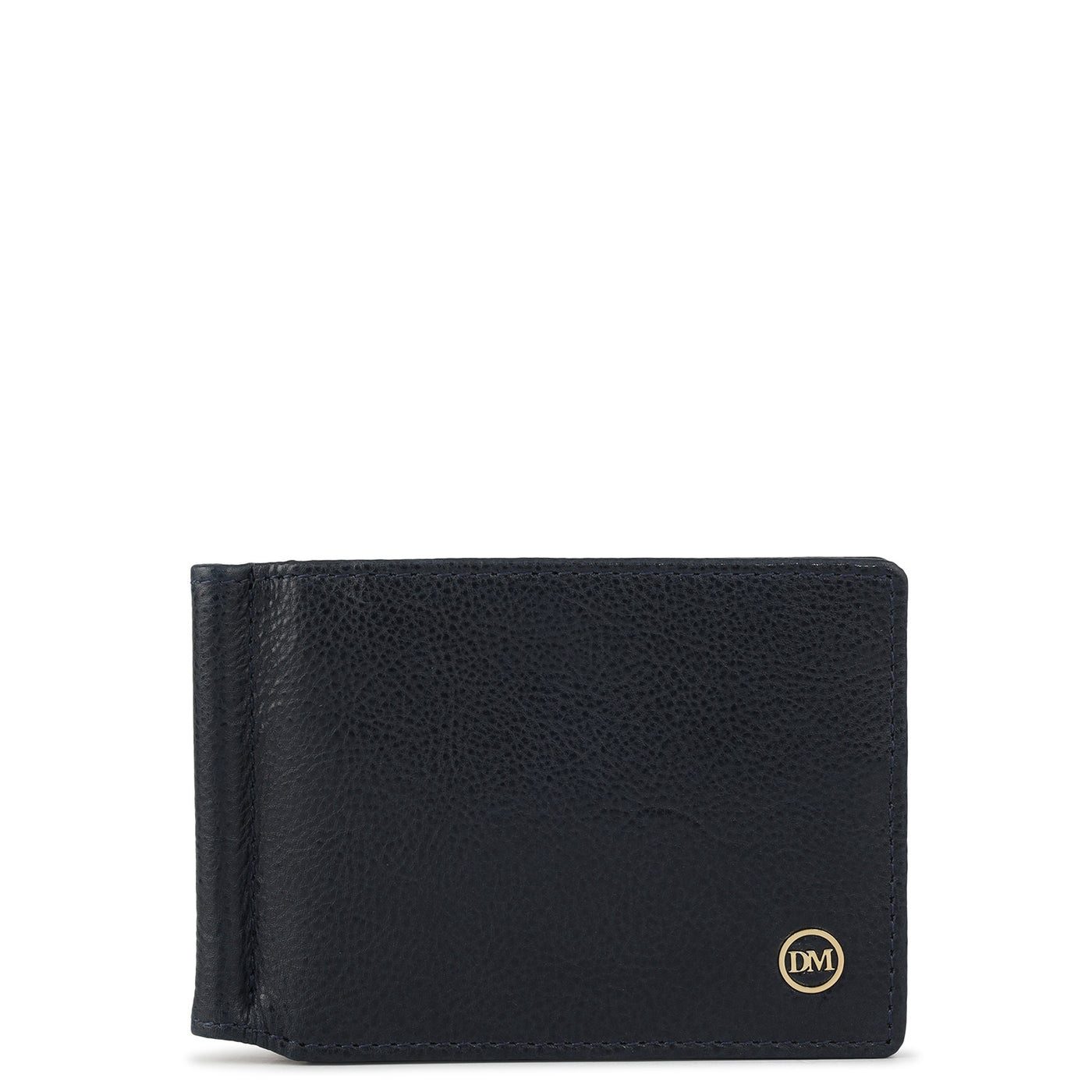 Plain Leather Money Clip - Navy