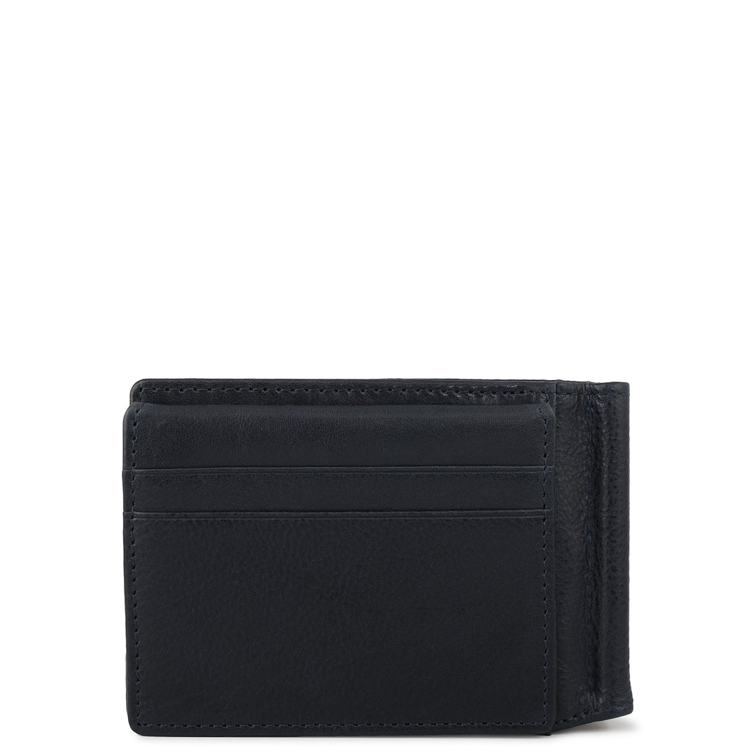 Plain Leather Money Clip - Navy