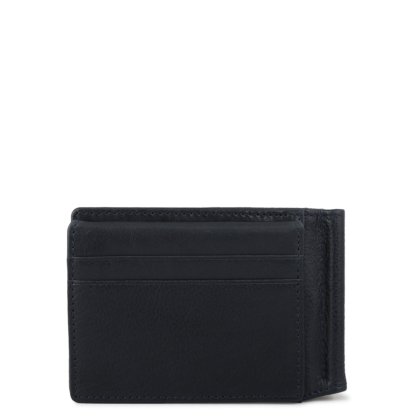 Plain Leather Money Clip - Navy