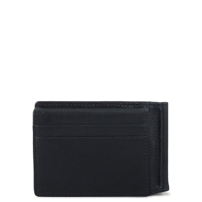 Plain Leather Money Clip - Navy
