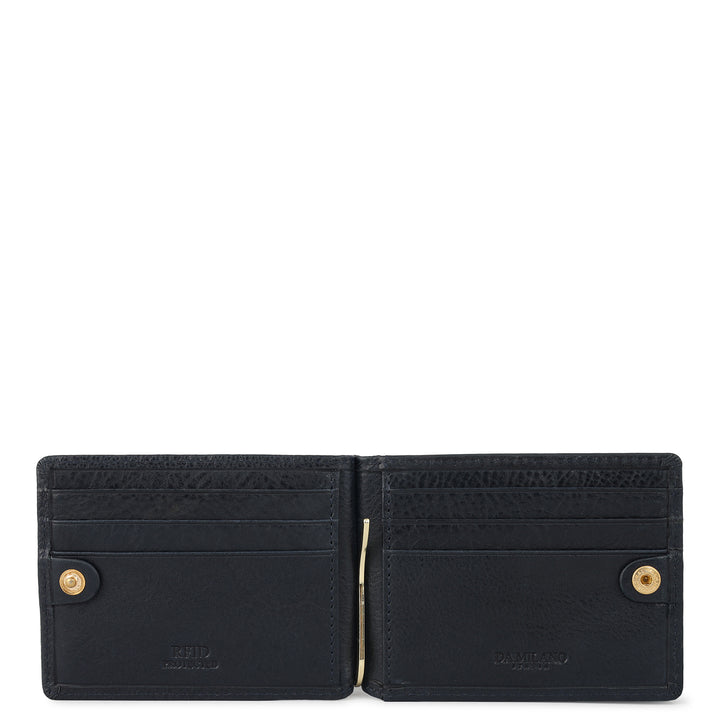 Plain Leather Money Clip - Navy