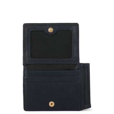 Plain Leather Money Clip - Navy