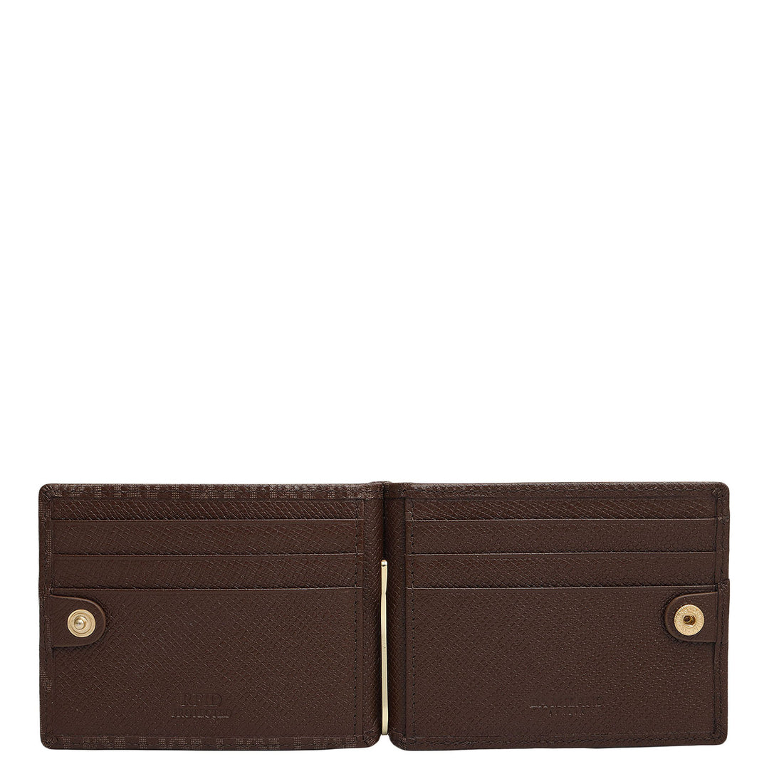 Monogram Leather Money Clip - Walnut