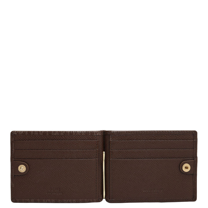 Monogram Leather Money Clip - Walnut