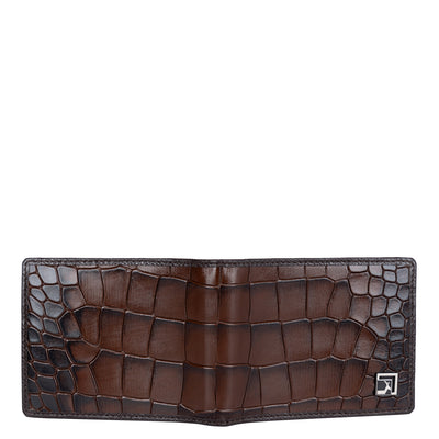 Croco Leather Money Clip - Brown