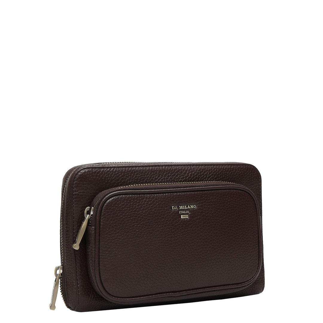 Wax Leather Multi Pouch - Chocolate