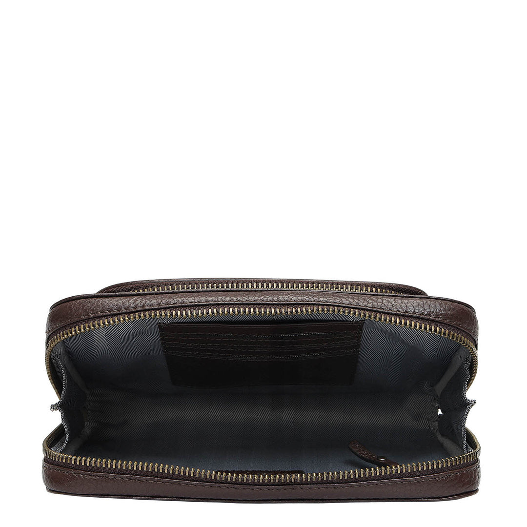 Wax Leather Multi Pouch - Chocolate