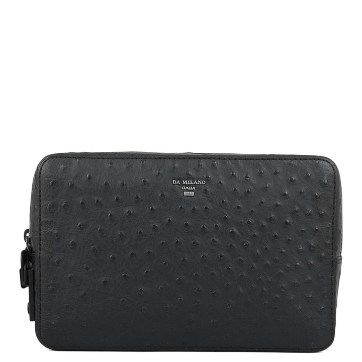Ostrich Leather Multi Pouch - Black