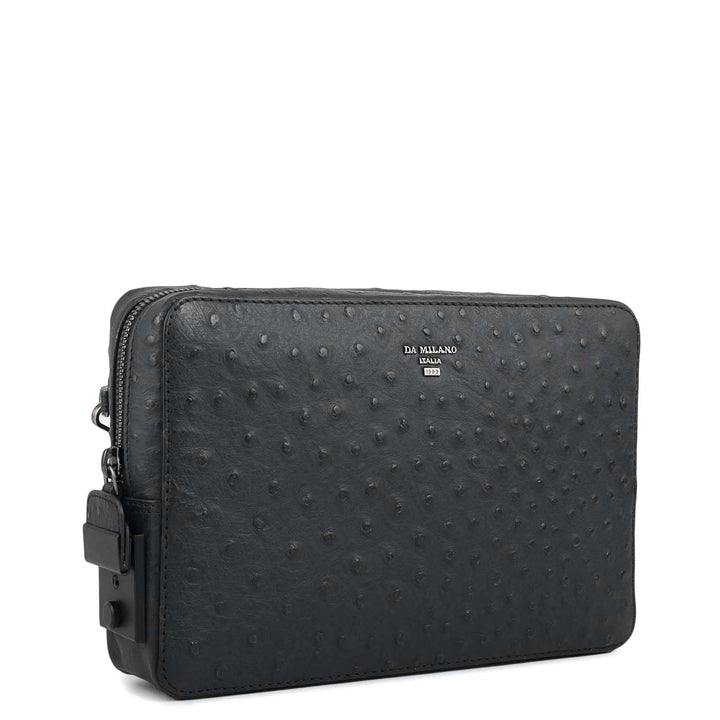 Ostrich Leather Multi Pouch - Black