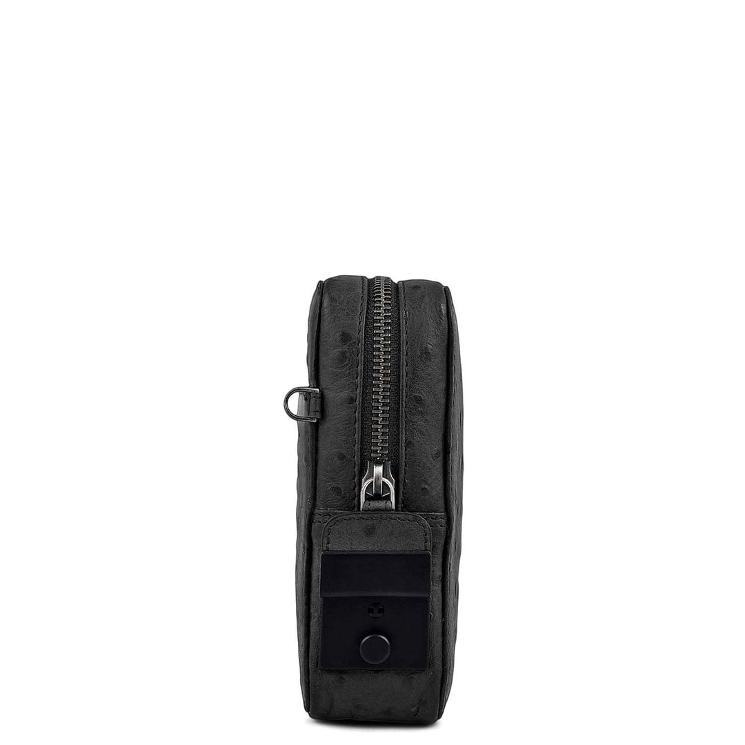 Ostrich Leather Multi Pouch - Black