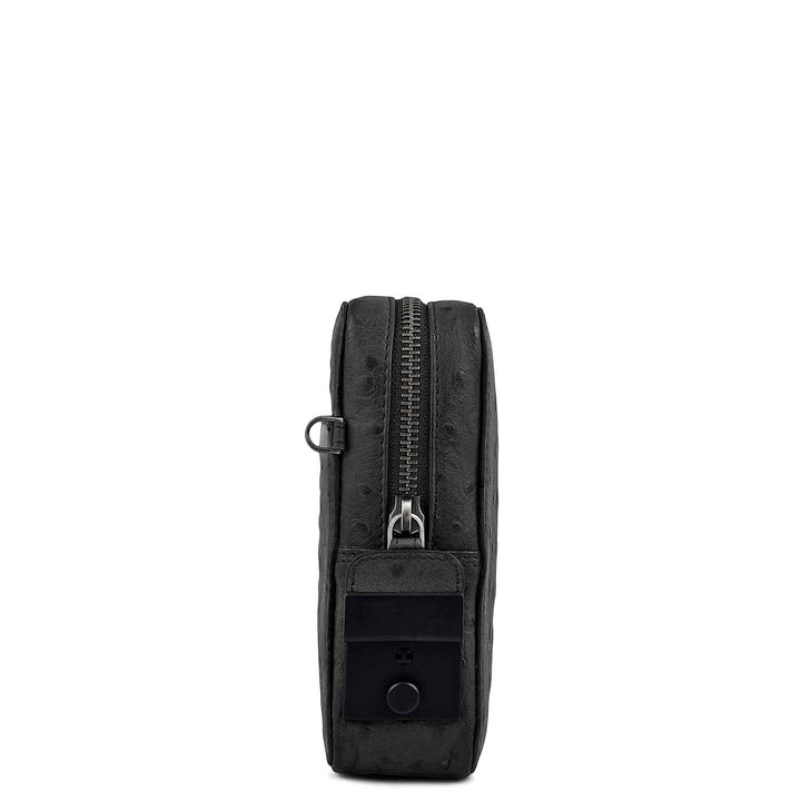 Ostrich Leather Multi Pouch - Black