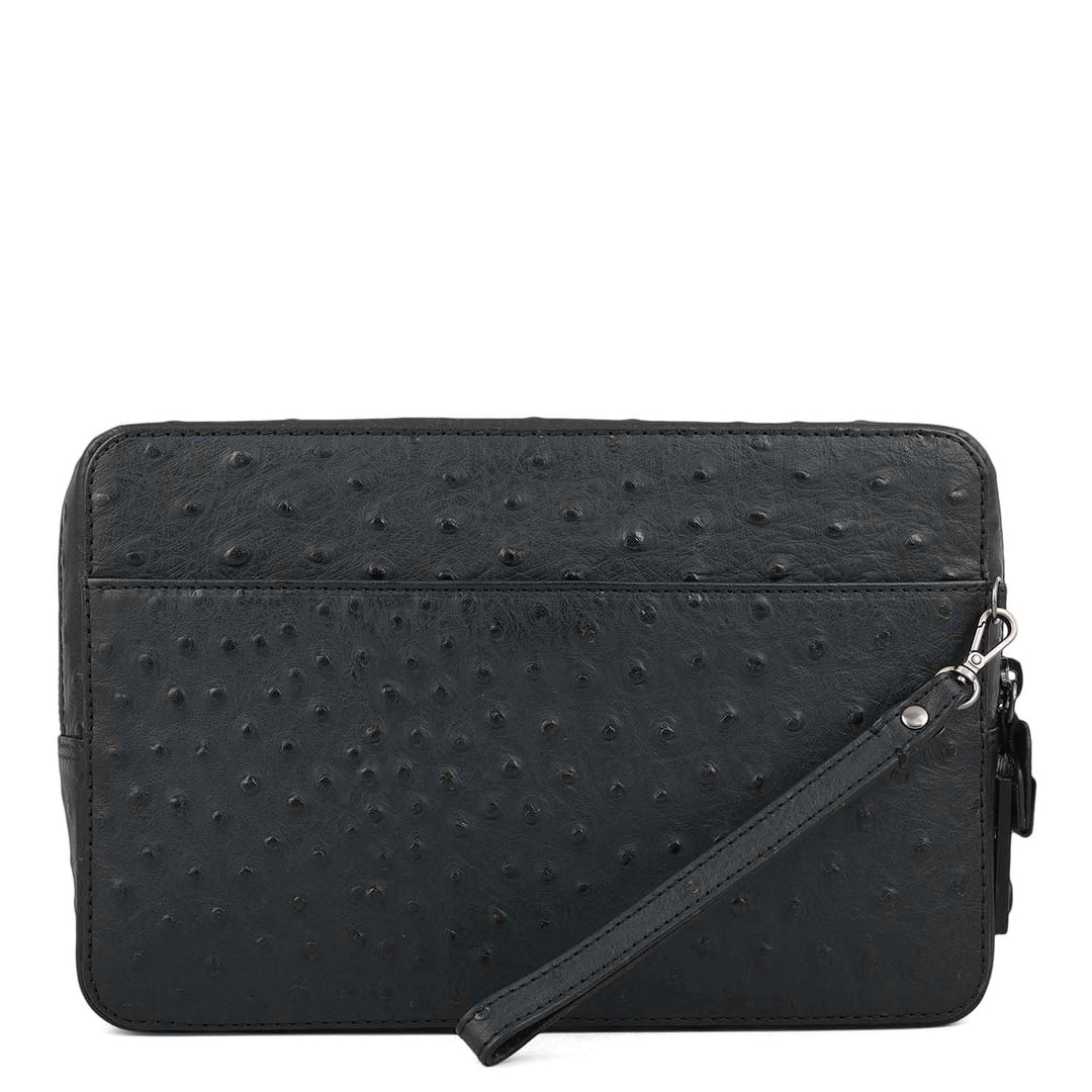 Ostrich Leather Multi Pouch - Black