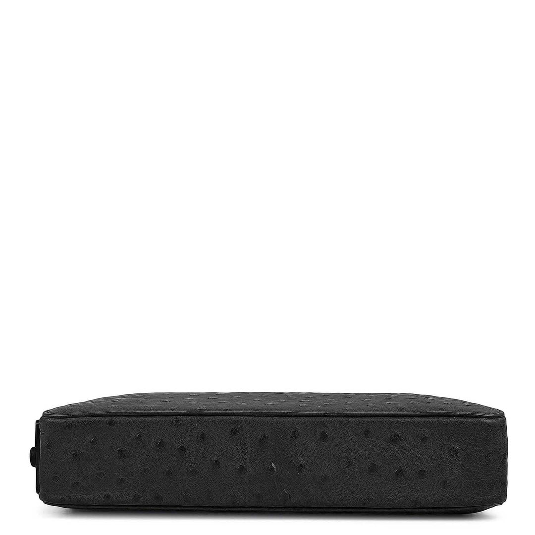 Ostrich Leather Multi Pouch - Black