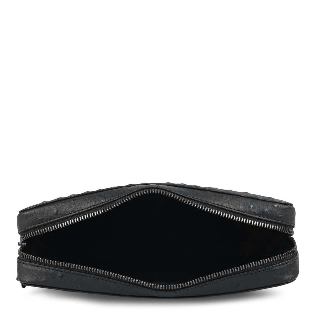 Ostrich Leather Multi Pouch - Black