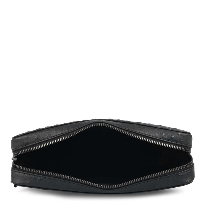 Ostrich Leather Multi Pouch - Black