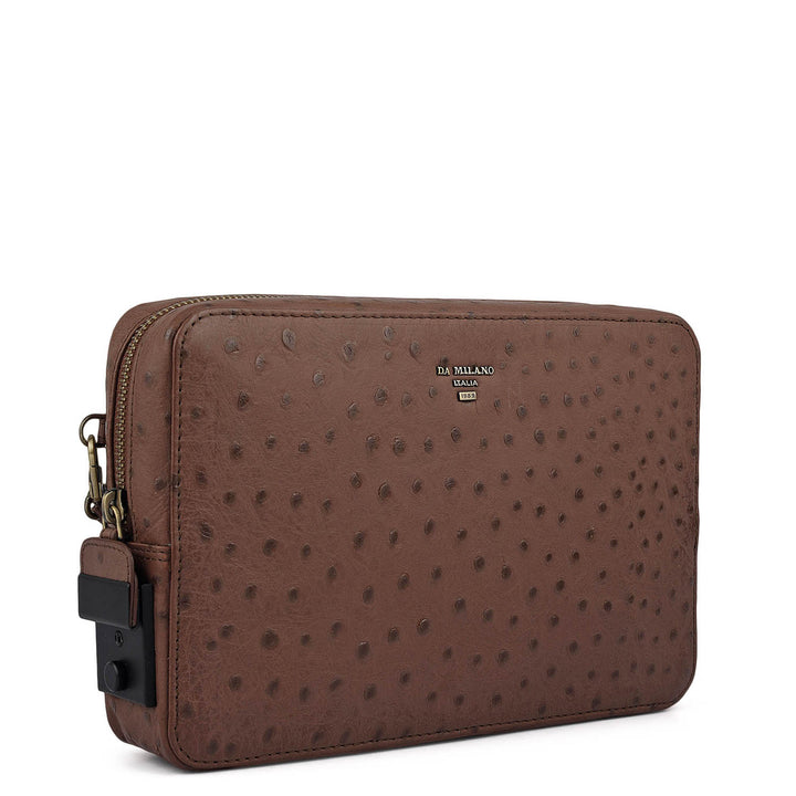 Ostrich Leather Multi Pouch - Brown