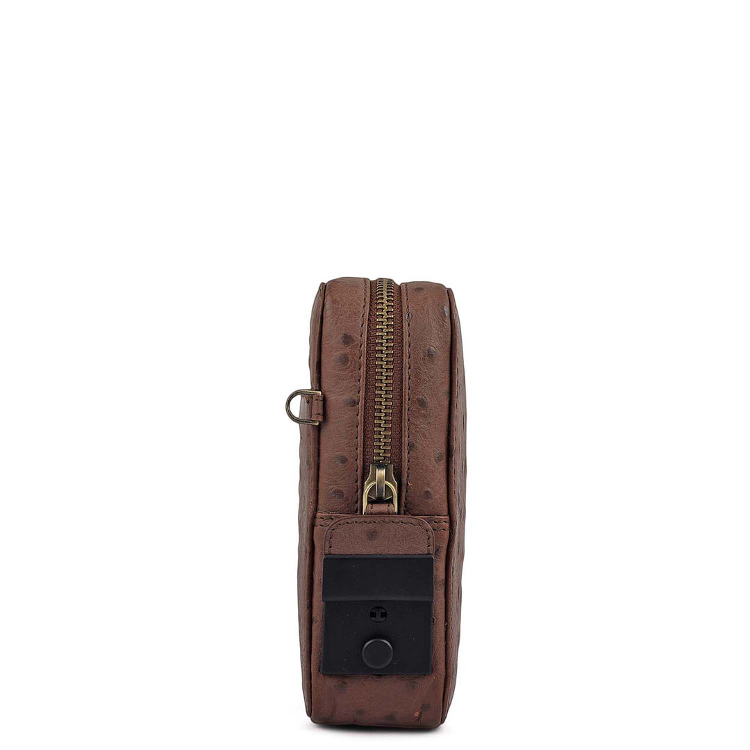 Ostrich Leather Multi Pouch - Brown