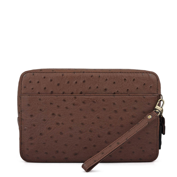 Ostrich Leather Multi Pouch - Brown