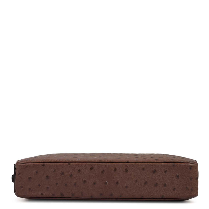Ostrich Leather Multi Pouch - Brown