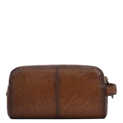 Mat Emboss Leather Multi Pouch - Cognac