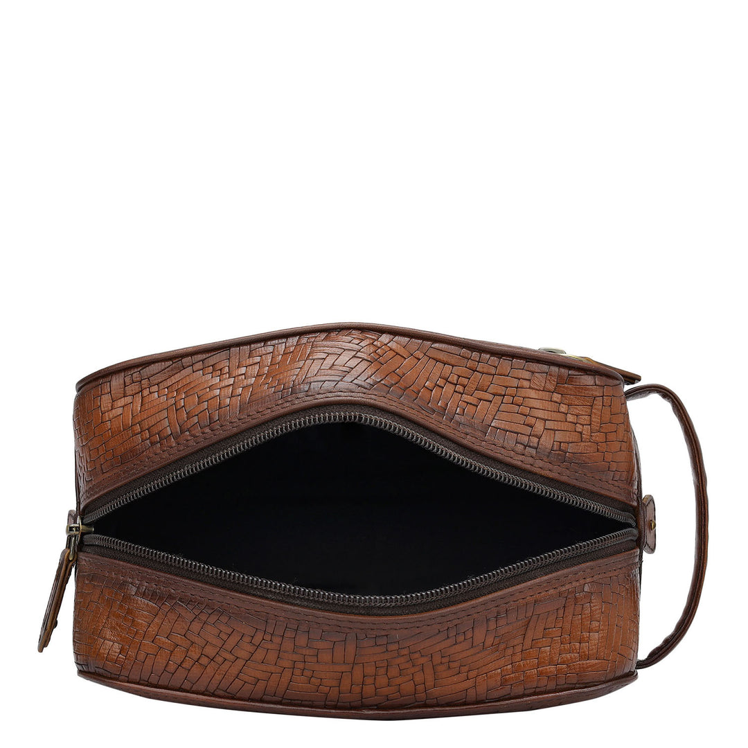 Mat Emboss Leather Multi Pouch - Cognac