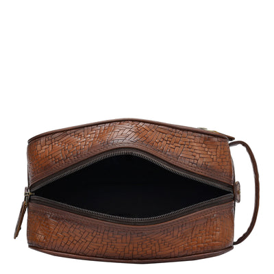 Mat Emboss Leather Multi Pouch - Cognac