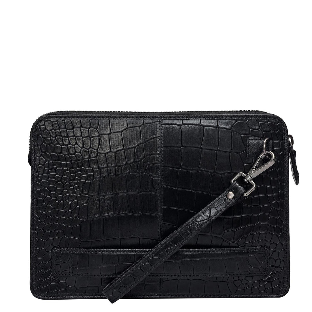 Croco Leather Multi Pouch - Black