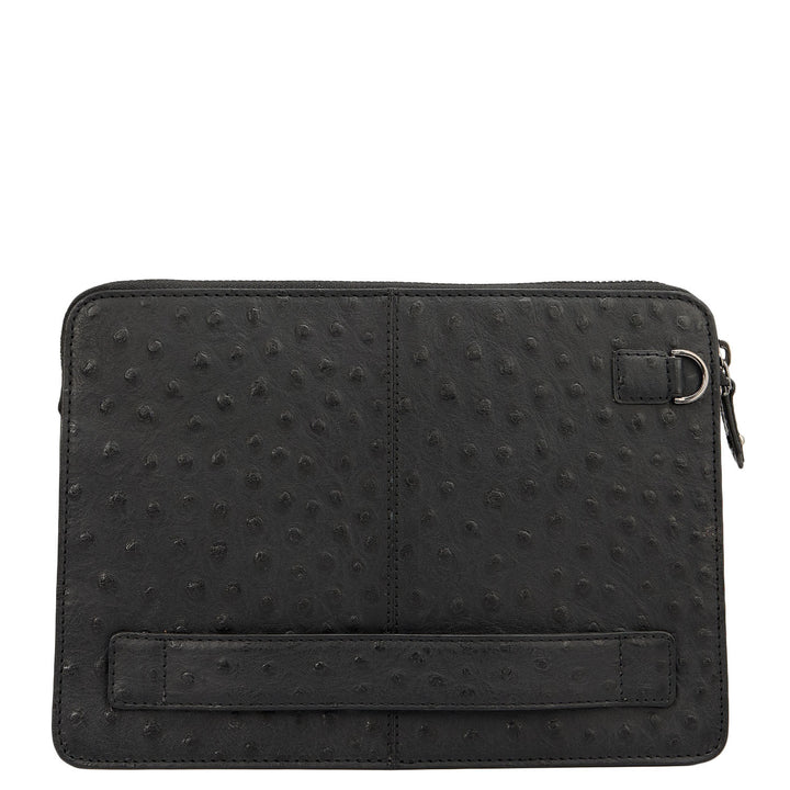 Ostrich Leather Multi Pouch - Black
