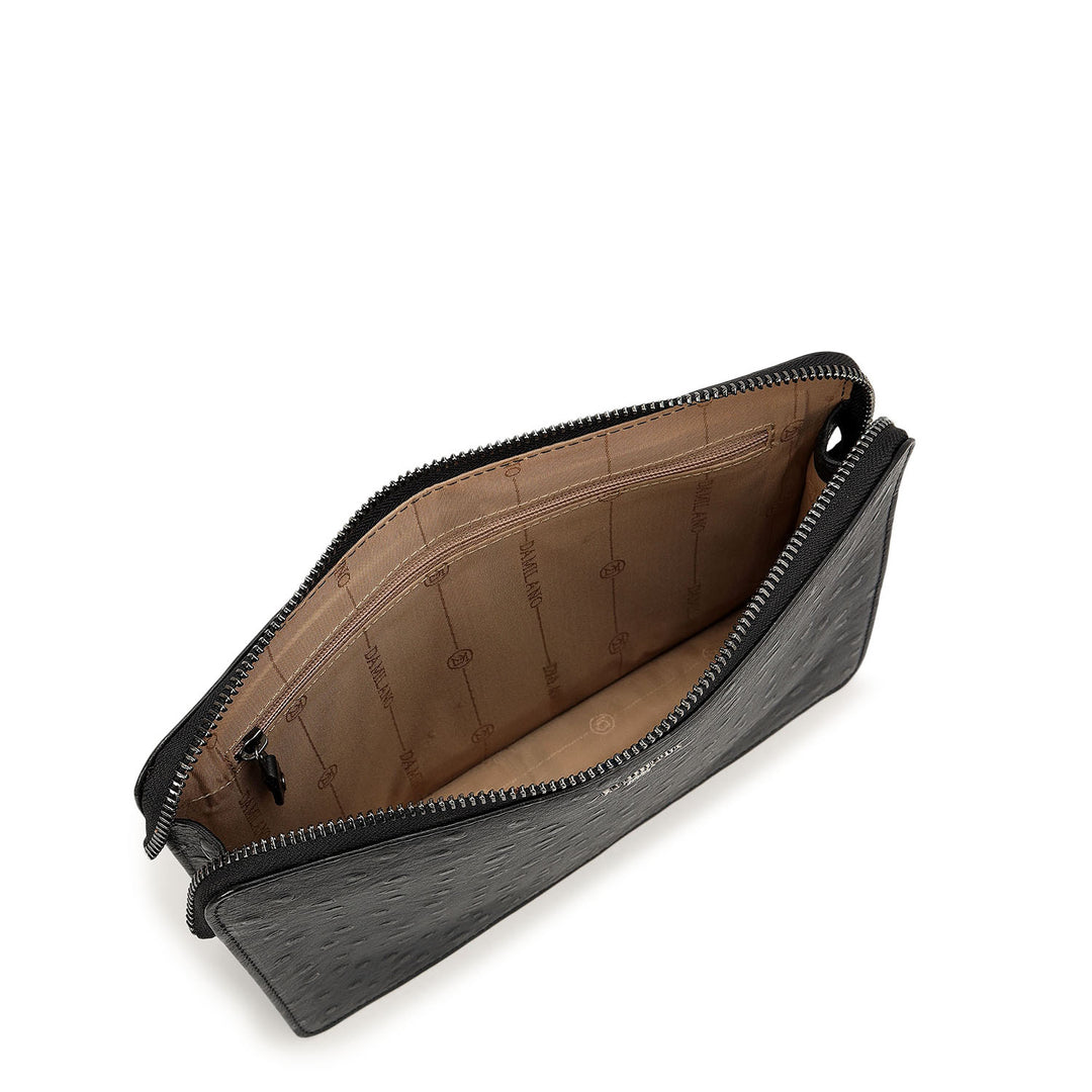 Ostrich Leather Multi Pouch - Black