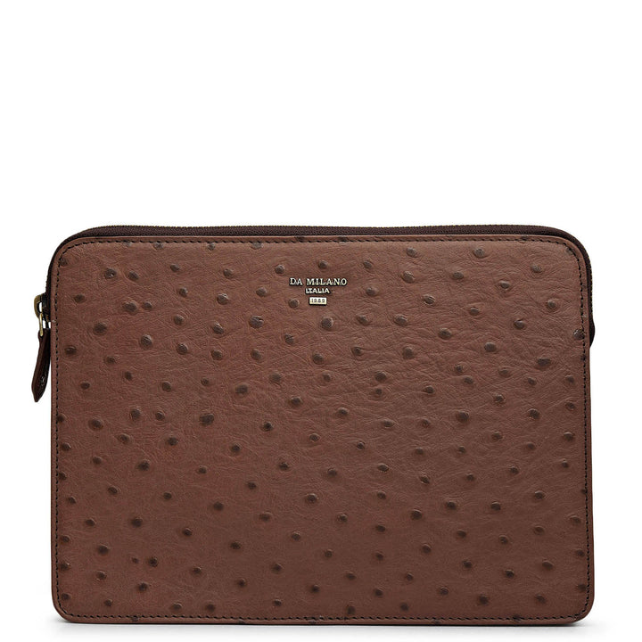 Ostrich Leather Multi Pouch - Brown