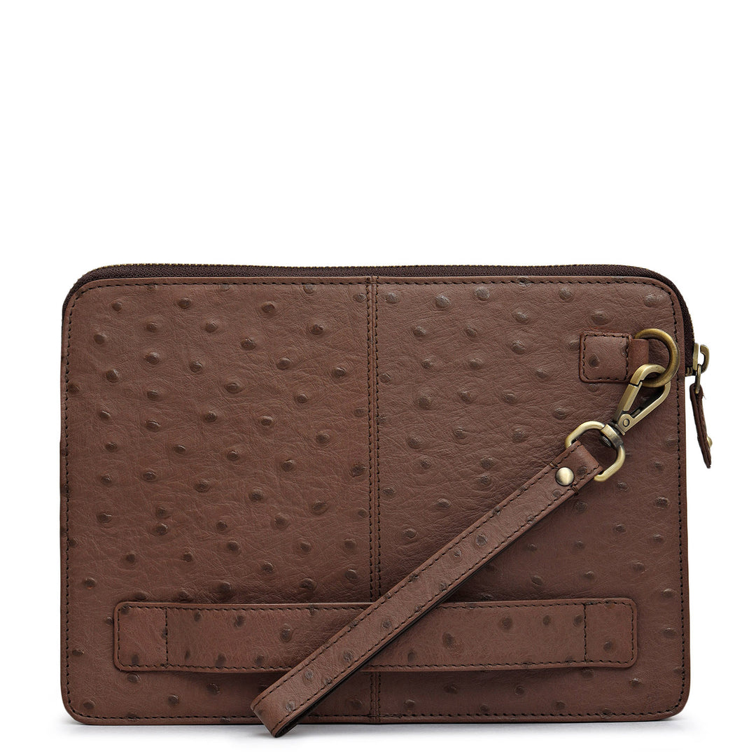 Ostrich Leather Multi Pouch - Brown