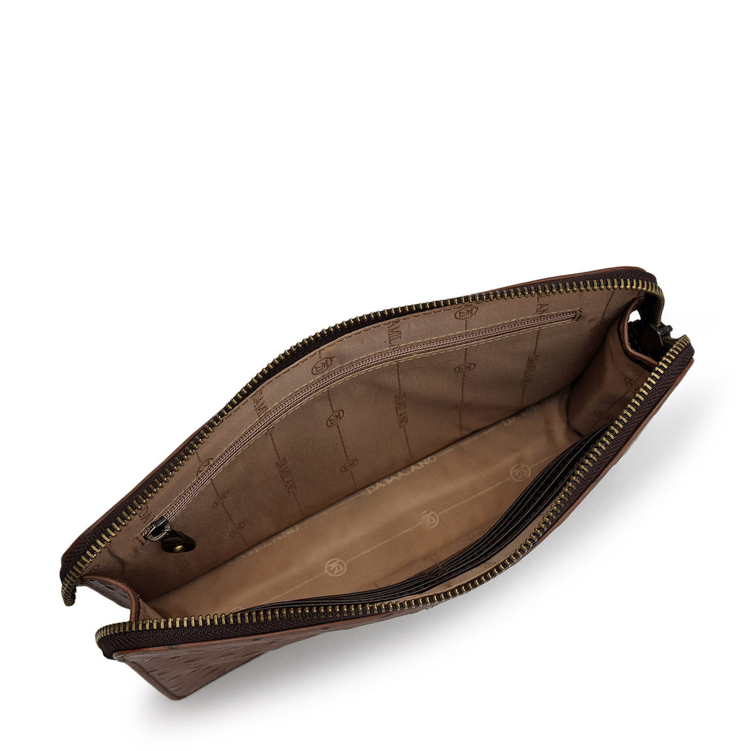 Ostrich Leather Multi Pouch - Brown