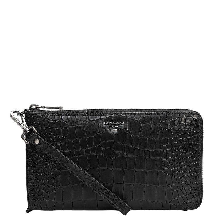 Croco Leather Multi Pouch - Black
