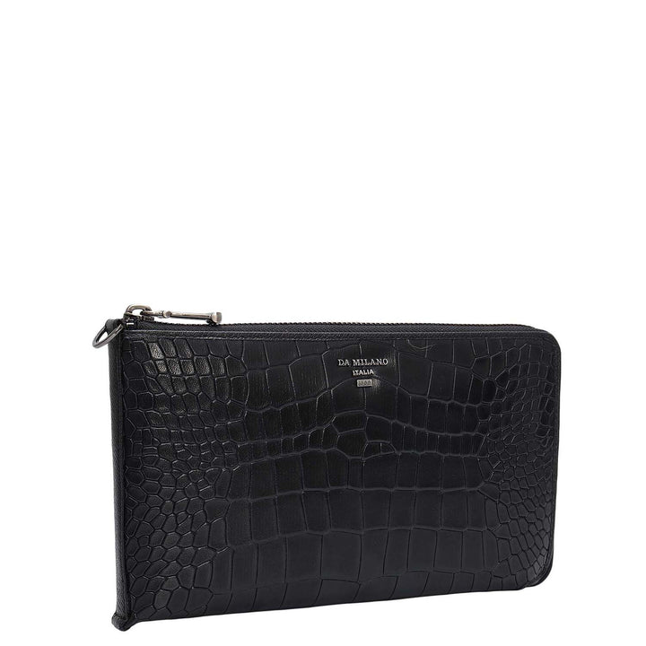 Croco Leather Multi Pouch - Black