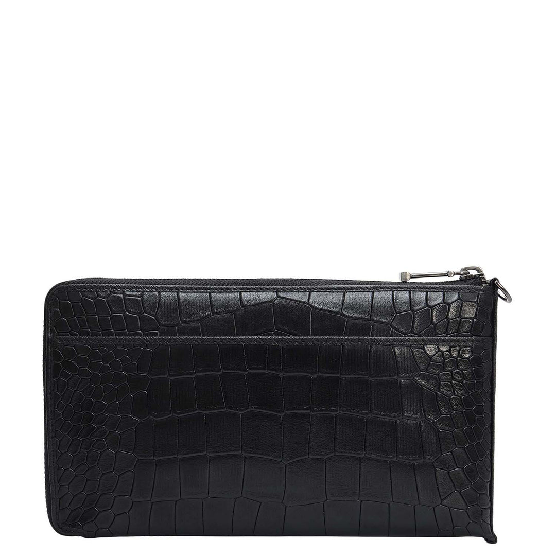 Croco Leather Multi Pouch - Black