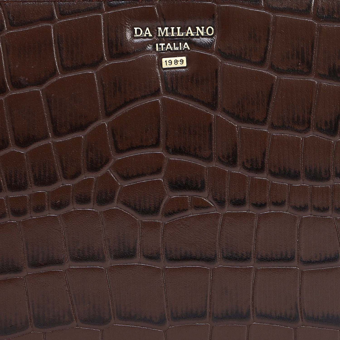 Croco Leather Multi Pouch - Walnut