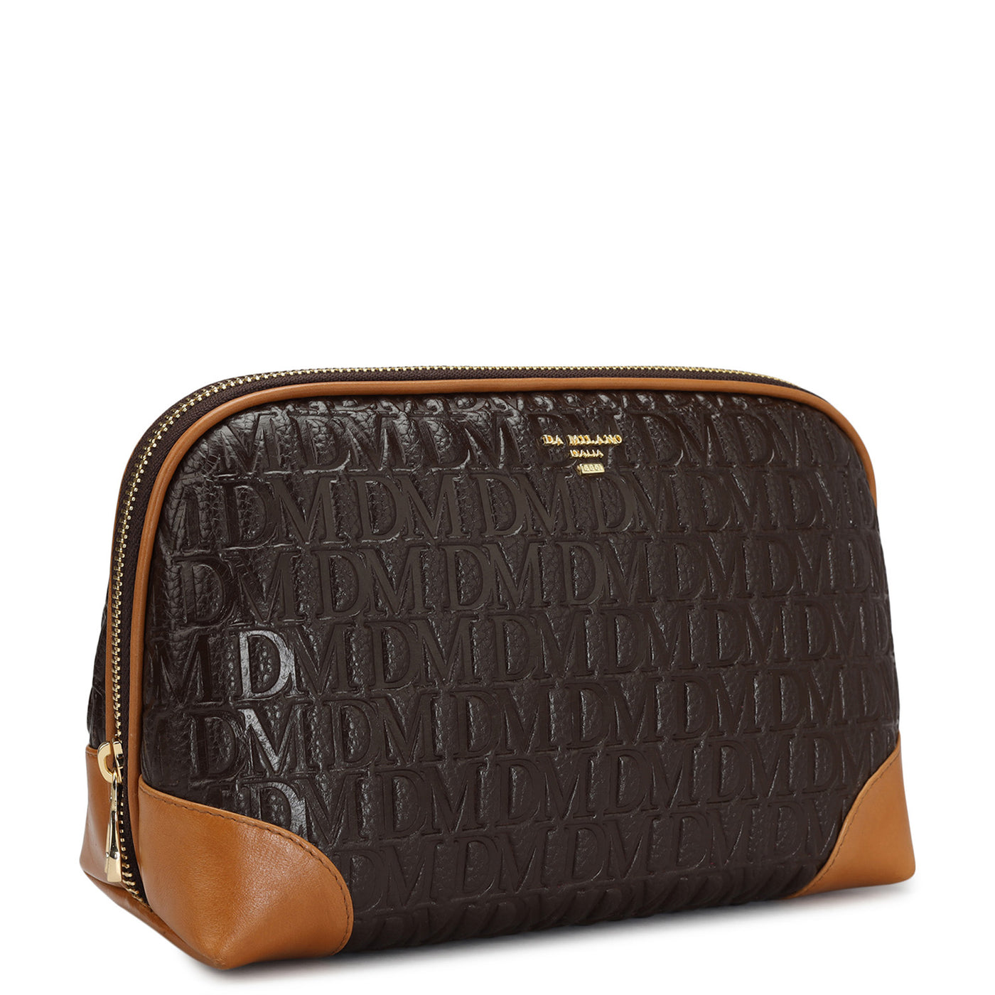Large Monogram Leather Multi Pouch - Chocolate
