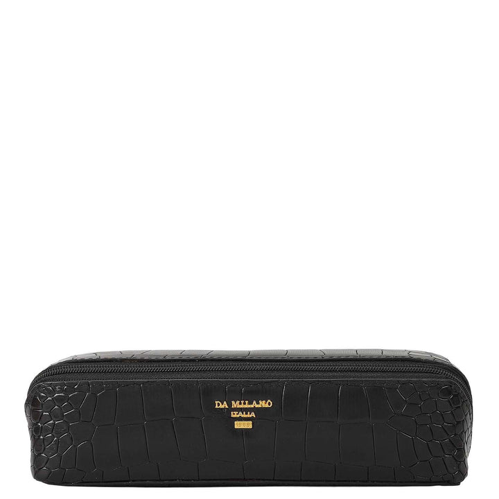 Croco Leather Multi Pouch - Black