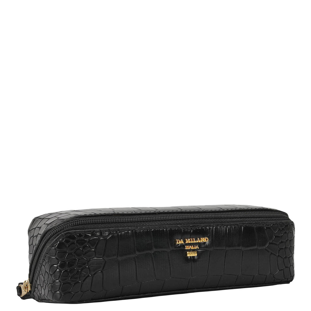 Croco Leather Multi Pouch - Black