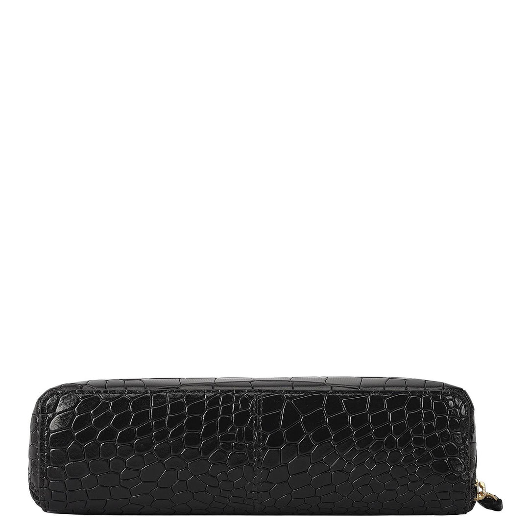 Croco Leather Multi Pouch - Black