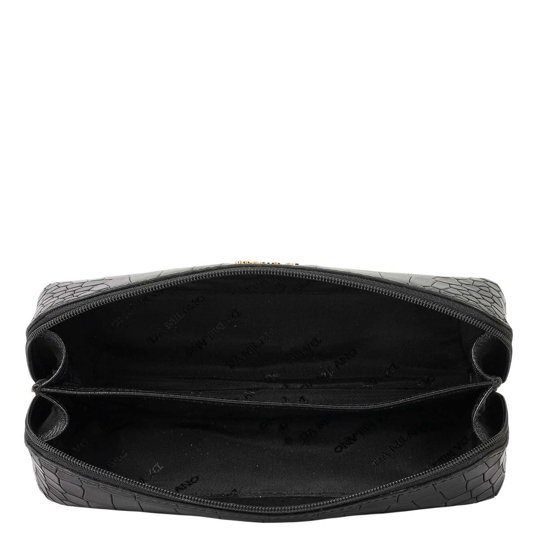 Croco Leather Multi Pouch - Black