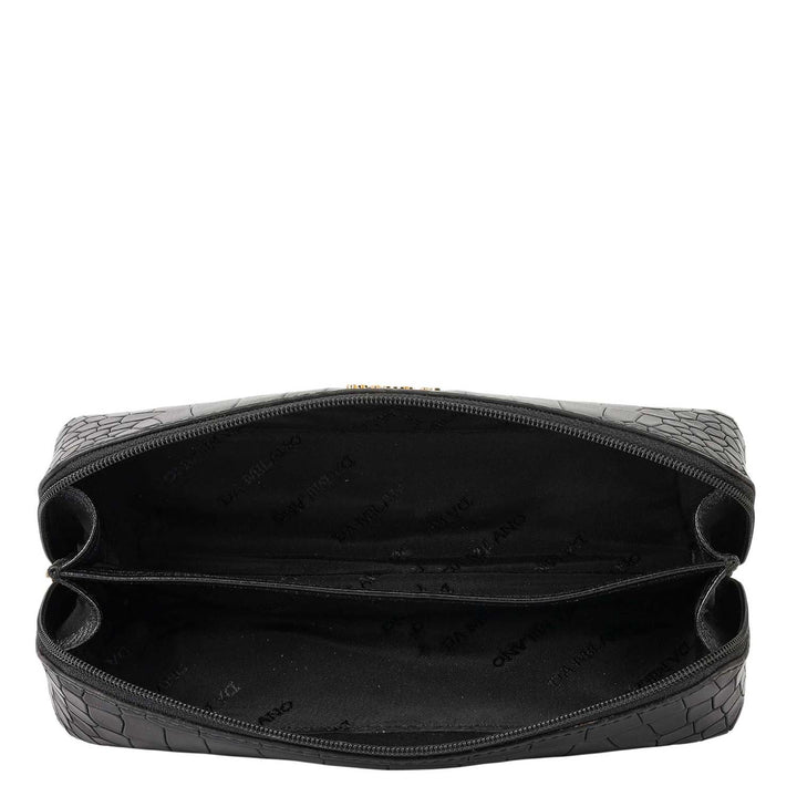 Croco Leather Multi Pouch - Black