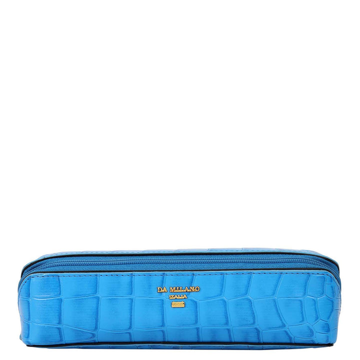 Croco Leather Multi Pouch - Blue