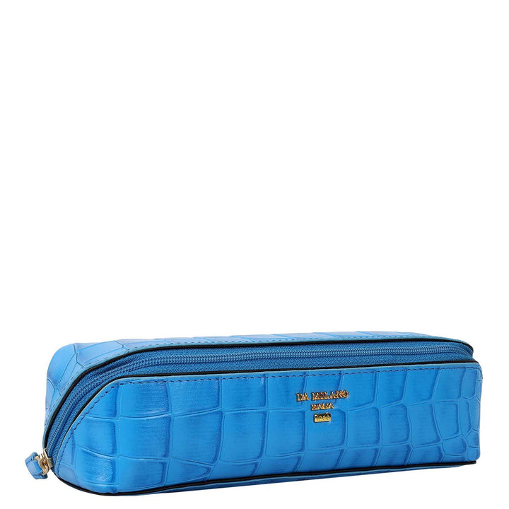 Croco Leather Multi Pouch - Blue