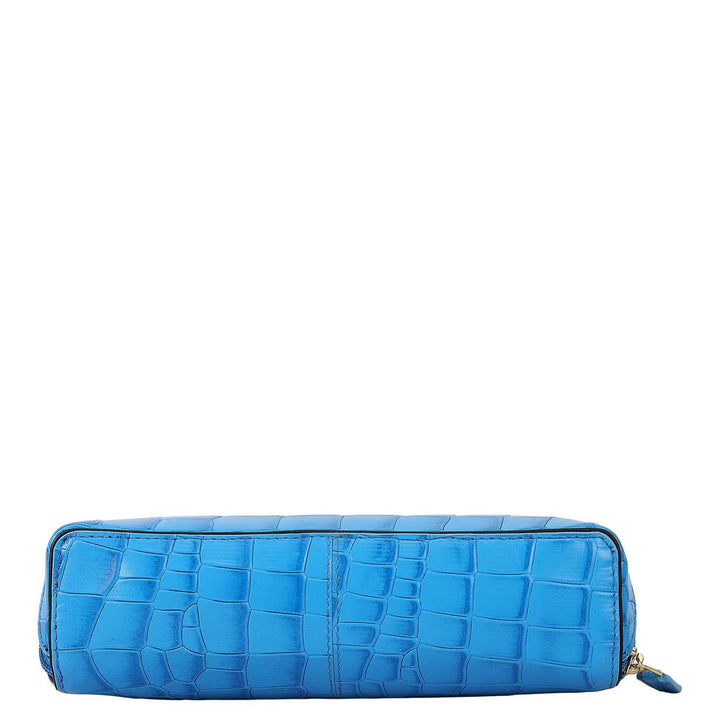 Croco Leather Multi Pouch - Blue