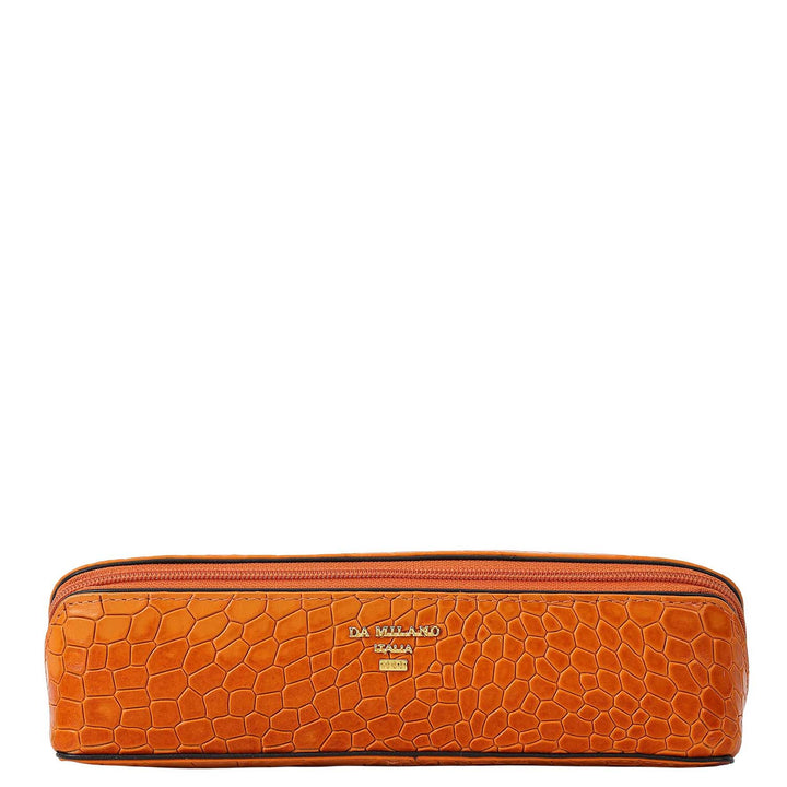 Croco Leather Multi Pouch - Flame