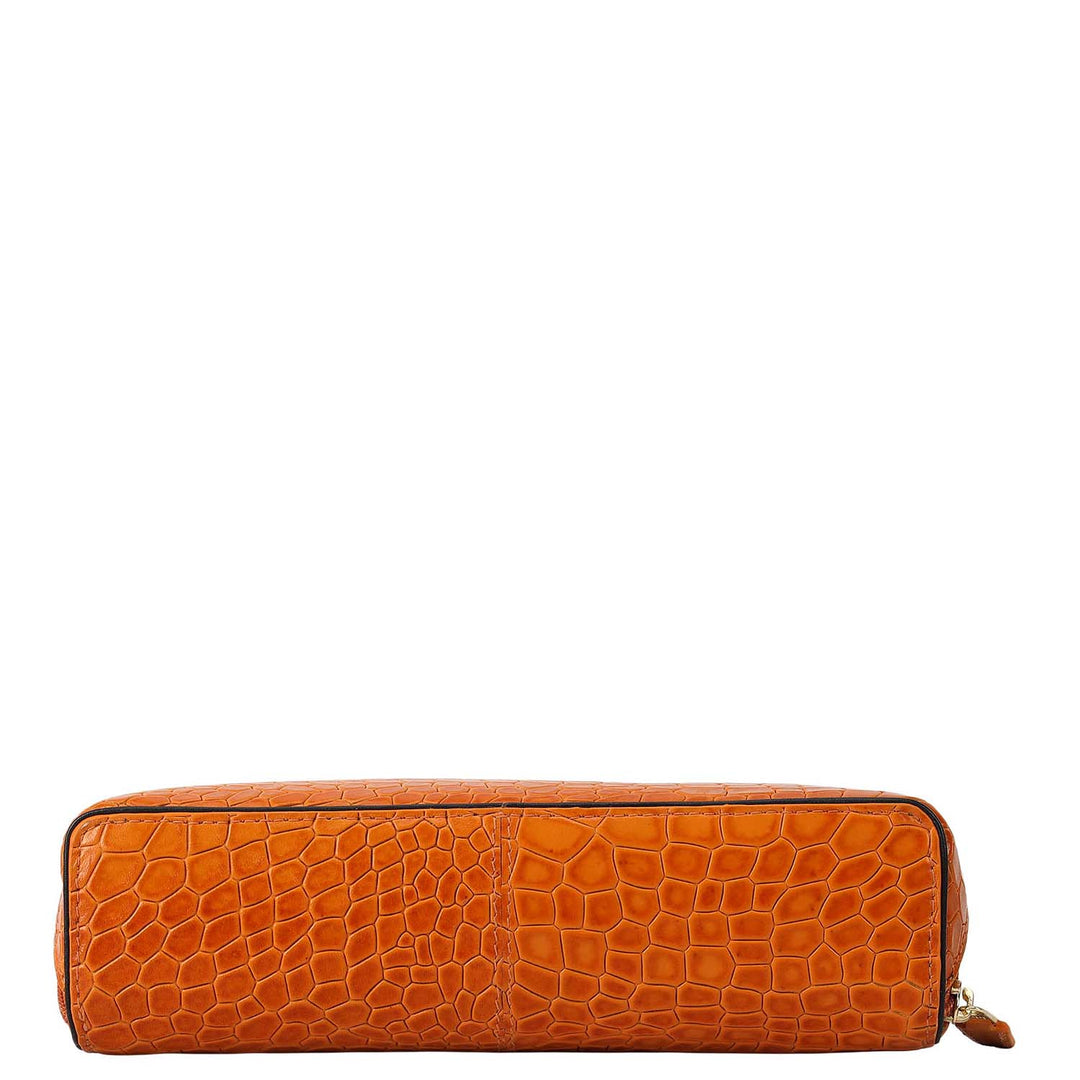Croco Leather Multi Pouch - Flame